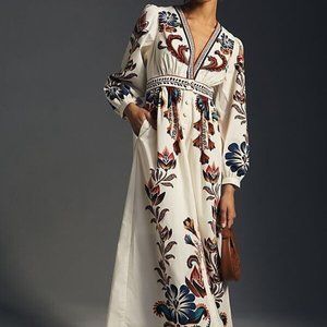 FARM RIO Anthropologie NWT white maxi dress SOPHISTICATED boho elegant PLUS 1x